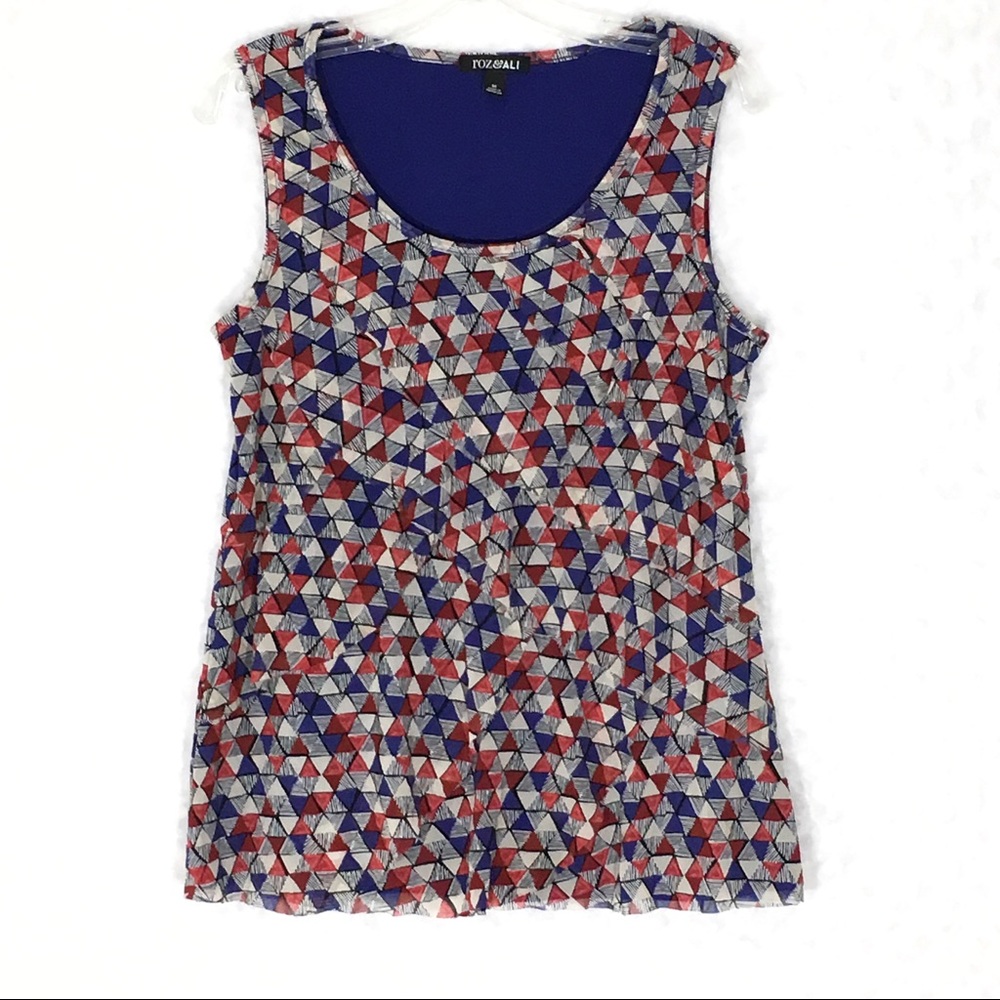 Roz and Ali | tank top Size medium Ruffle red blue